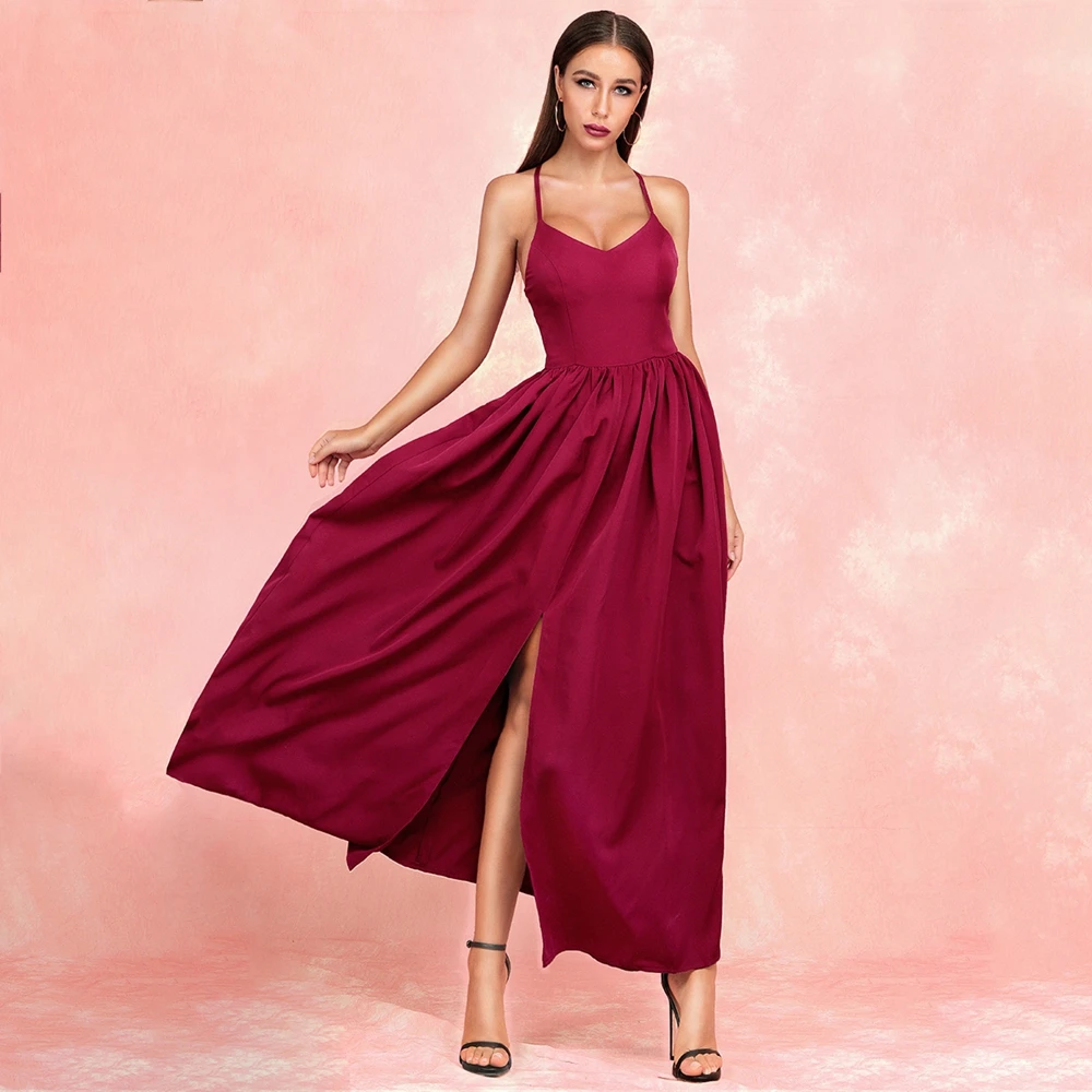 2019 New Fshion Winew Red Spaghetti Strap V Neck Long Sexy Sumemr Backless Solid Vestidos Celebrity Party Clubwear Festa
2019 New Fshion Winew Red Spaghetti Strap V Neck Long Sexy Sumemr Backless Solid Vestidos Celebrity Party Clubwear Festa