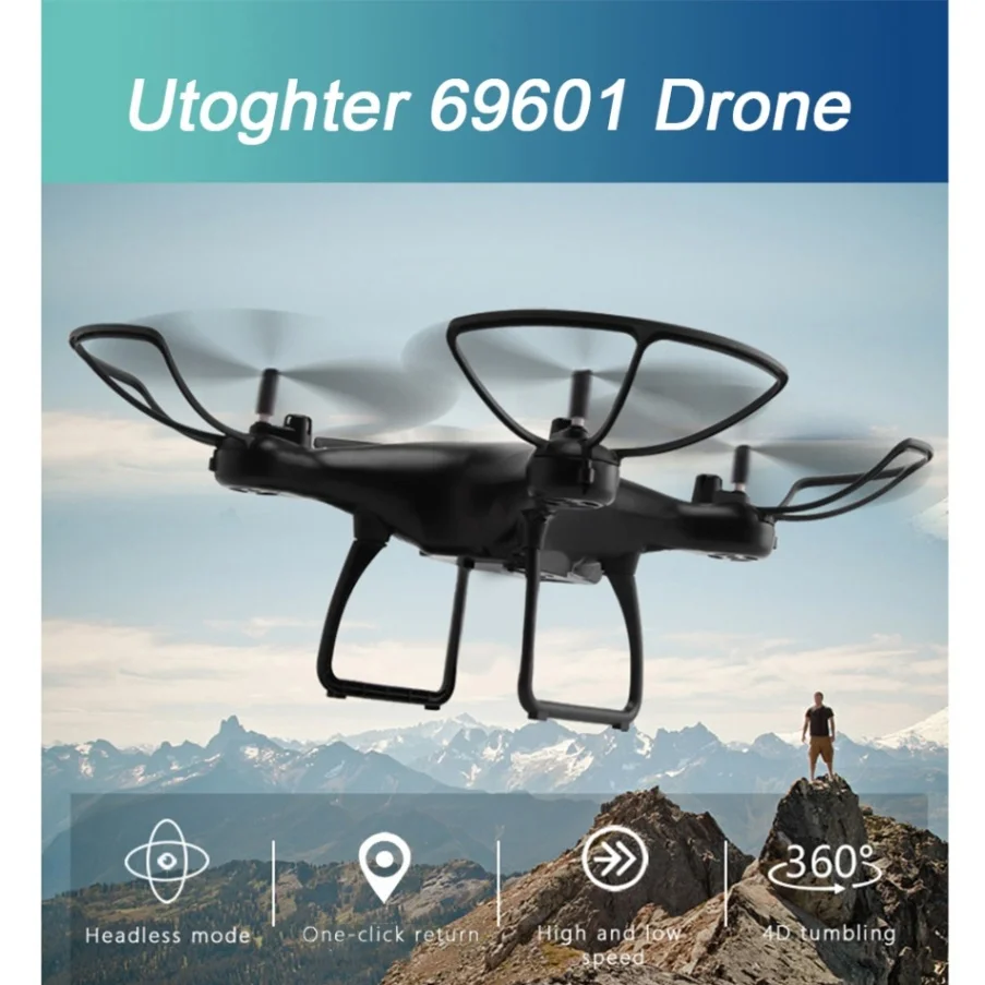 Utoghter 69601 RC Drone 2.4GHz Wifi FPV Drone With Camera 720P Altitude Hold 3D Flip Headless Voice APP Control Quadcopter
Utoghter 69601 RC Drone 2.4GHz Wifi FPV Drone With Camera 720P Altitude Hold 3D Flip Headless Voice APP Control Quadcopter