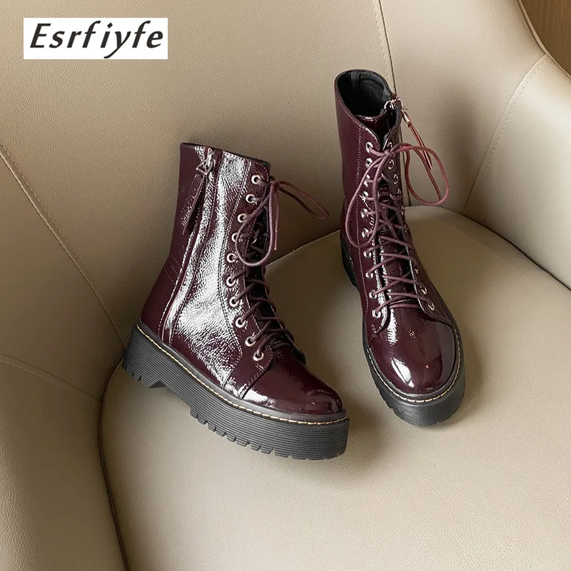 ESRFIYFE 2020 New Women Ankle Boots Fashion Thick Heel Platform Shoes Woman Lace Up Winter Warm Short Plush Martin Boots Women
ESRFIYFE 2020 New Women Ankle Boots Fashion Thick Heel Platform Shoes Woman Lace Up Winter Warm Short Plush Martin Boots Women