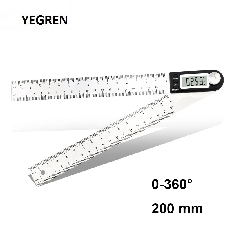 200mm Digital Level Ruler 360 degree Angle Meter Protractor Stainless Steel Measurement Tools Horizon Ruler Angle Gauge
200mm Digital Level Ruler 360 degree Angle Meter Protractor Stainless Steel Measurement Tools Horizon Ruler Angle Gauge