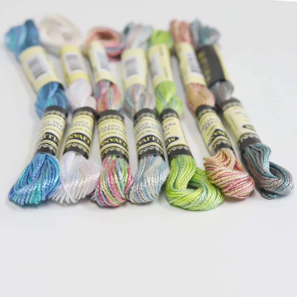 7 Vivid Bright Variegated Colors Size 5 Pearl Cotton Embroidery thread 15 yards skein 100% Egyptian long staple Mercerized
7 Vivid Bright Variegated Colors Size 5 Pearl Cotton Embroidery thread 15 yards skein 100% Egyptian long staple Mercerized