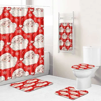 Christmas Shower Curtains Bathroom Waterproof Non-slip Bath Mat Rug Toilet Lid Cover Bath Towel Curtains Bathroom Accessories 
Christmas Shower Curtains Bathroom Waterproof Non-slip Bath Mat Rug Toilet Lid Cover Bath Towel Curtains Bathroom Accessories