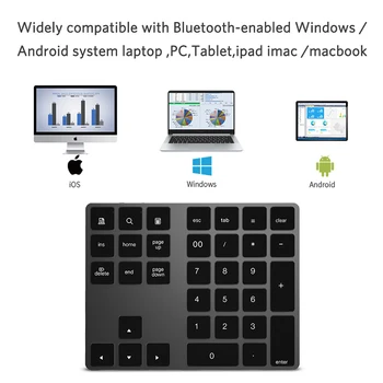 34 Keys Mini Keypads Aluminum Wireless Numeric Keypad BT Pad External Number Keyboard Shortcut BT Wireless Keyboard 50 Hours Use
34 Keys Mini Keypads Aluminum Wireless Numeric Keypad BT Pad External Number Keyboard Shortcut BT Wireless Keyboard 50 Hours Use