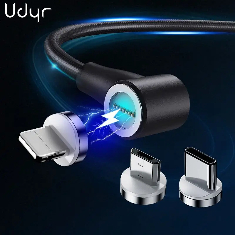 Магнитный кабель Udyr 2 м Micro USB для iPhone XS 7 Samsung S9 3A Быстрая зарядка Type C магнитное