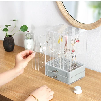 Large Capacity Acrylic Earring Display Stand Jewelry Earring Necklace Organizer Stand Holder with 4 Vertical Drawers & 2 Drawers
Large Capacity Acrylic Earring Display Stand Jewelry Earring Necklace Organizer Stand Holder with 4 Vertical Drawers & 2 Drawers
