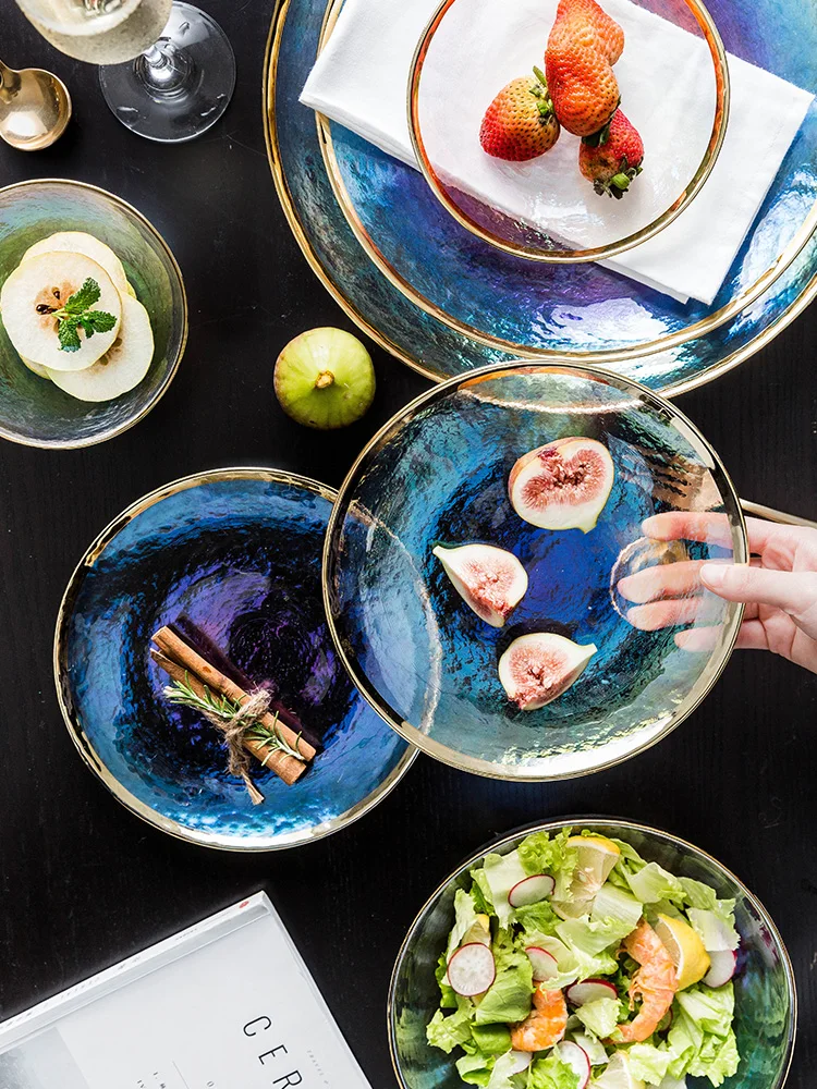 NIMITME Nordic Ins Golden Inlay Hammer Glass Salad Soup Bowl Household Tableware Western Dish Steak Salad Plate Dinner Bowl
NIMITME Nordic Ins Golden Inlay Hammer Glass Salad Soup Bowl Household Tableware Western Dish Steak Salad Plate Dinner Bowl