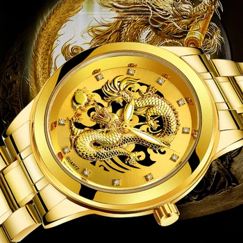 Luxurious Gold Dragon Watch Men Waterproof Exquisite Stainless Steel Strap Quartz Wristwatch Clock Gift Date Relojes Hombre
Luxurious Gold Dragon Watch Men Waterproof Exquisite Stainless Steel Strap Quartz Wristwatch Clock Gift Date Relojes Hombre