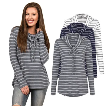 2019 New Women's Fashion Shirt Long-sleeved Loose Drawstring Stripe Lace Up Ladies Casual T-shirt Plus Size
2019 New Women's Fashion Shirt Long-sleeved Loose Drawstring Stripe Lace Up Ladies Casual T-shirt Plus Size