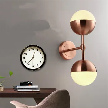 

Nordic Modern Gold LED Wall Lamp Glass Ball Bedroom Wandlamp Beside Light American Loft Retro Study Cafe Decoration Wall Sconce