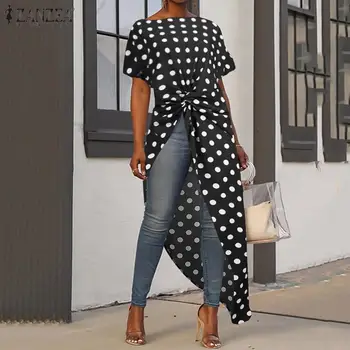Fashion Polka Dot Printed Long Shirt ZANZEA Women Summer Blouse Vintage Short Sleeve Splt Hem Tunic Top Robe Chemise Blusas 5XL
Fashion Polka Dot Printed Long Shirt ZANZEA Women Summer Blouse Vintage Short Sleeve Splt Hem Tunic Top Robe Chemise Blusas 5XL