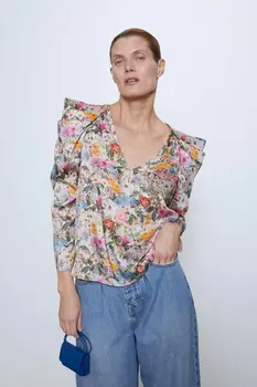 2020 new Spring Summer European Loose Fit Sleeve Flower Print female Shirt zaraing vadiming sheining women dress A9670
2020 new Spring Summer European Loose Fit Sleeve Flower Print female Shirt zaraing vadiming sheining women dress A9670