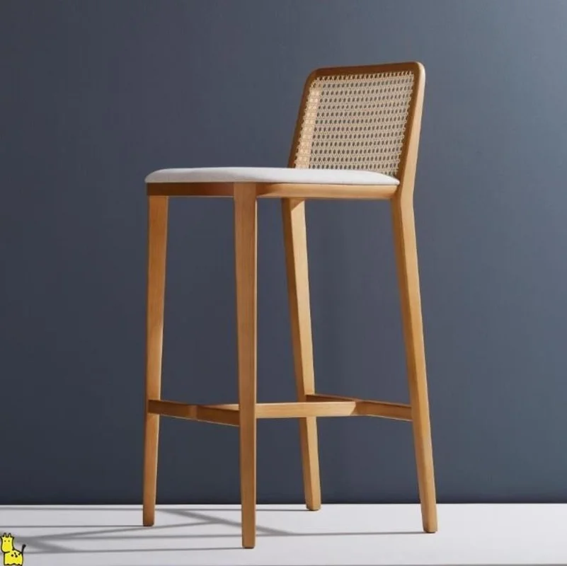 Customized Bar Chairs Chinese Solid Wood Bar Chair Designer Creative High Feet Stool Rattan Backrest Island Chair for Bedroom
Customized Bar Chairs Chinese Solid Wood Bar Chair Designer Creative High Feet Stool Rattan Backrest Island Chair for Bedroom