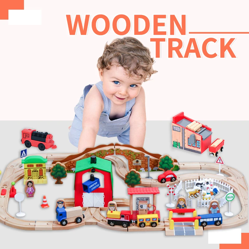 Magnetic Car Puzzle Building Blocks Assembled Track Wooden Electric Train Rail Car Set Wooden Railway Toy for kids in Moscow