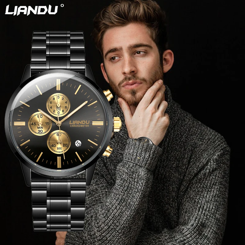 Business Men Watch LIANDU Brand Stainless Band Quartz WristWatch Chronograph Waterproof Slim Date Clock Relogio Masculion
Business Men Watch LIANDU Brand Stainless Band Quartz WristWatch Chronograph Waterproof Slim Date Clock Relogio Masculion