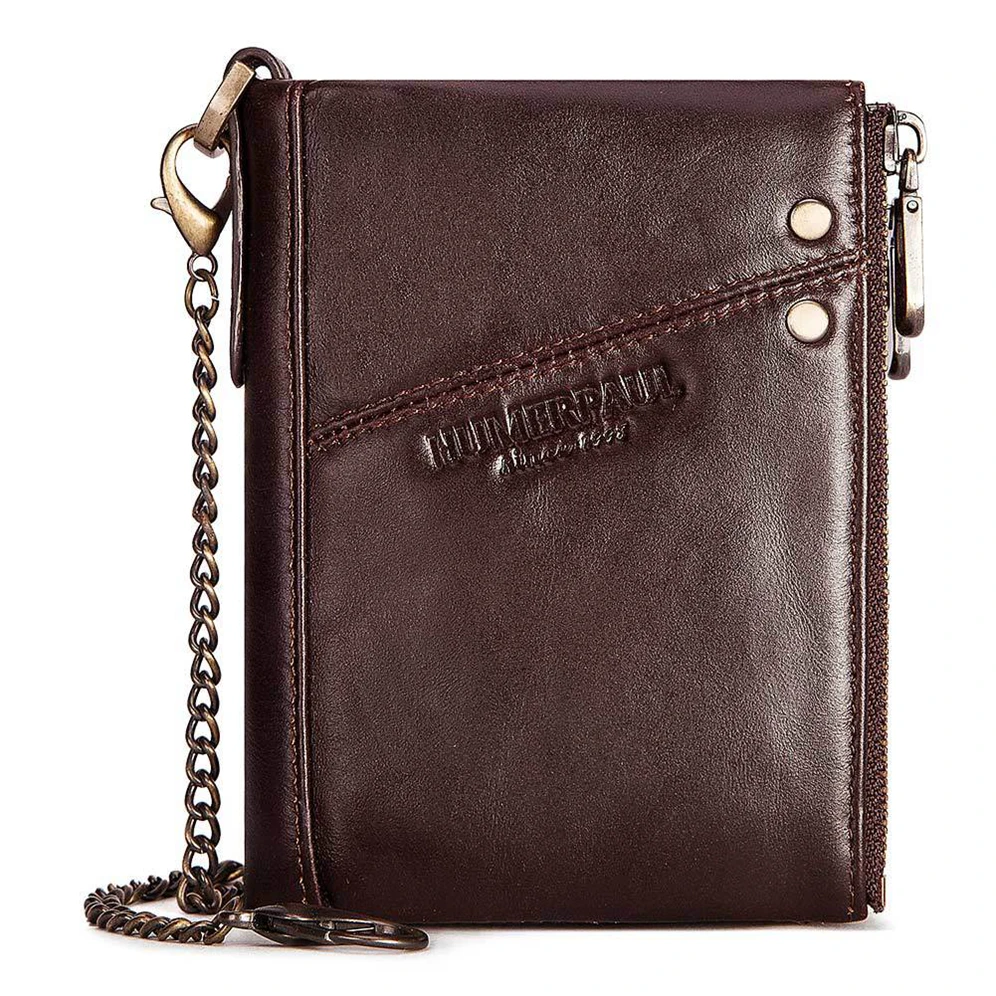 Genuine Leather Men's Double Zipper Chain Wallet RFID Blocking Wallets Multi Function Male Retro Coin Purse Card Holder Billfold
Genuine Leather Men's Double Zipper Chain Wallet RFID Blocking Wallets Multi Function Male Retro Coin Purse Card Holder Billfold