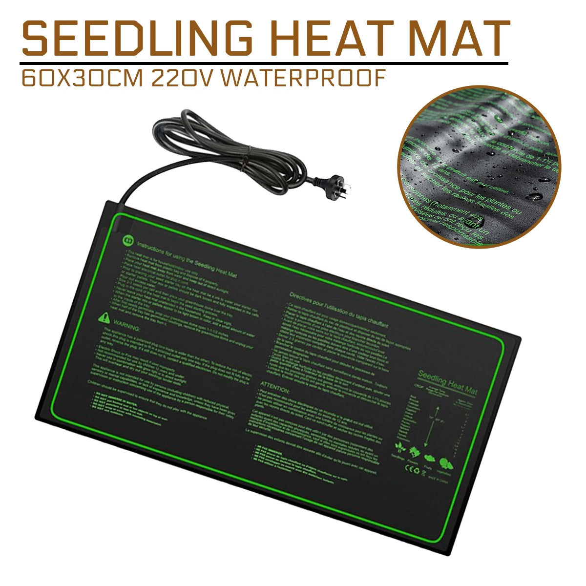 New Seedling Heating Mat 60x30cm 220V Waterproof Plant Seed Germination Propagation Clone Starter Pad Plant Propagation Supplies
New Seedling Heating Mat 60x30cm 220V Waterproof Plant Seed Germination Propagation Clone Starter Pad Plant Propagation Supplies