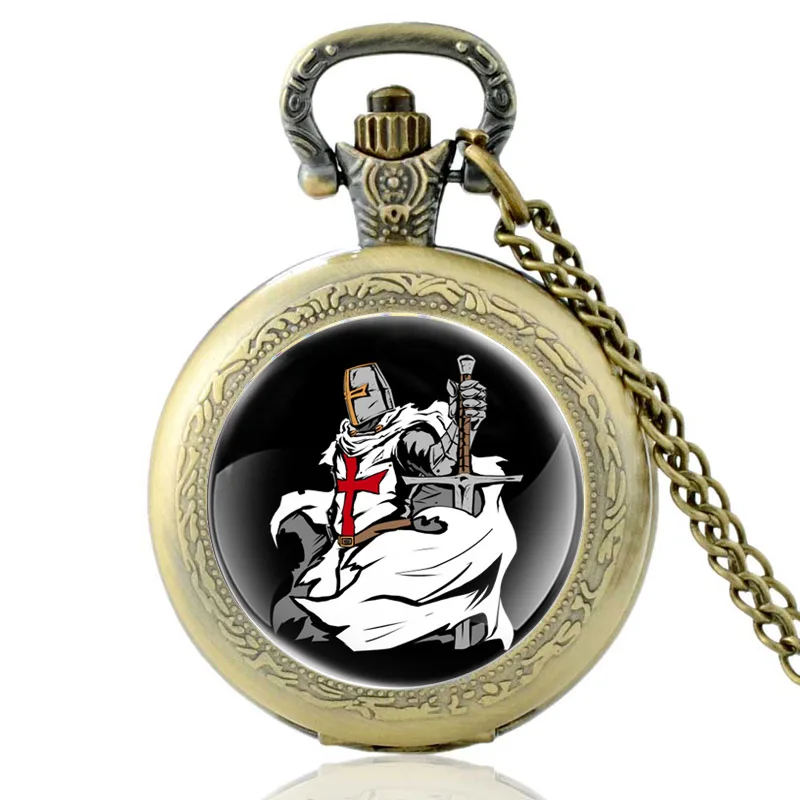 

Classic Knights Templar Cross Design Bronze Vintage Quartz Pocket Watch Pendant Clock Watch Men Women Necklace Best Gifts