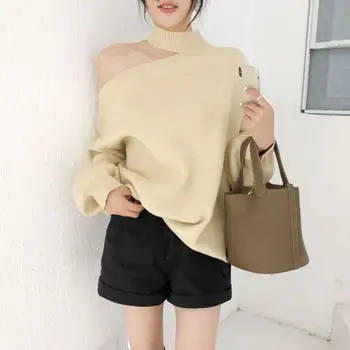 Fashion 2019 Fall Winter Casual Off Shoulder Knitted Sweater Turtleneck Solid Irregular Pullovers Ladies Lantern Sleeve Sweater
Fashion 2019 Fall Winter Casual Off Shoulder Knitted Sweater Turtleneck Solid Irregular Pullovers Ladies Lantern Sleeve Sweater