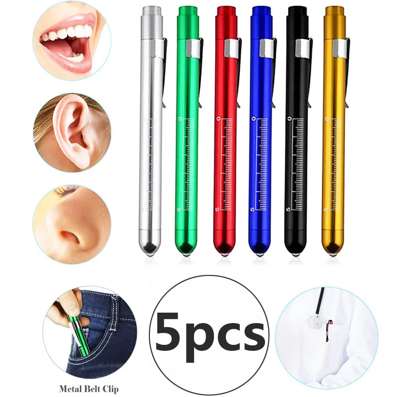 

5PCS/Set Portable Pocket Medical Pen Light LED Flashlight For Nurse Ear Mouth Care Inspection Lamp Torch Work Light Flashlights