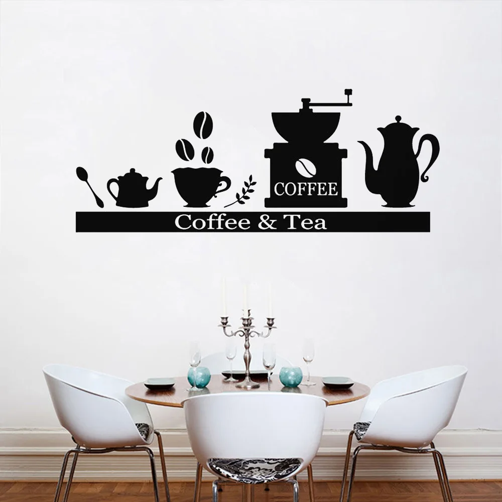 Наклейки на стену для кофе чая кухни кофейной машины полки с мультяшным рисунком