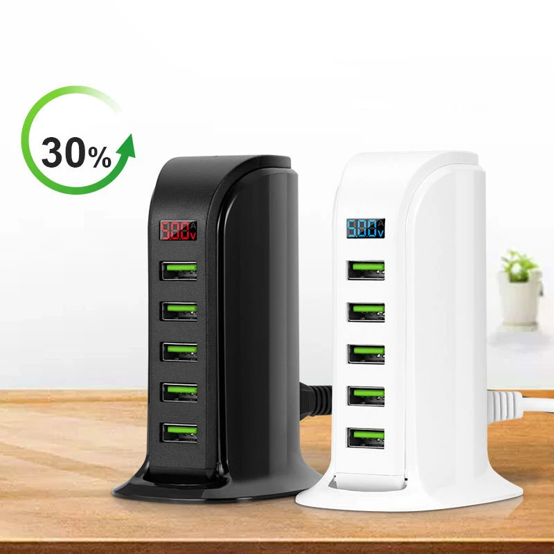 5 Port USB Charger HUB LED Display Multi USB Charging Station Dock Universal Mobile Phone Desktop Wall Home EU UK Plug Hot Sale
5 Port USB Charger HUB LED Display Multi USB Charging Station Dock Universal Mobile Phone Desktop Wall Home EU UK Plug Hot Sale