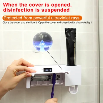 With Toothpaste Squeezer Punch Free Bathroom Accessories Self Adhesive Toothbrush Sterilizer Holder Wall Mounted Storage Rack
With Toothpaste Squeezer Punch Free Bathroom Accessories Self Adhesive Toothbrush Sterilizer Holder Wall Mounted Storage Rack