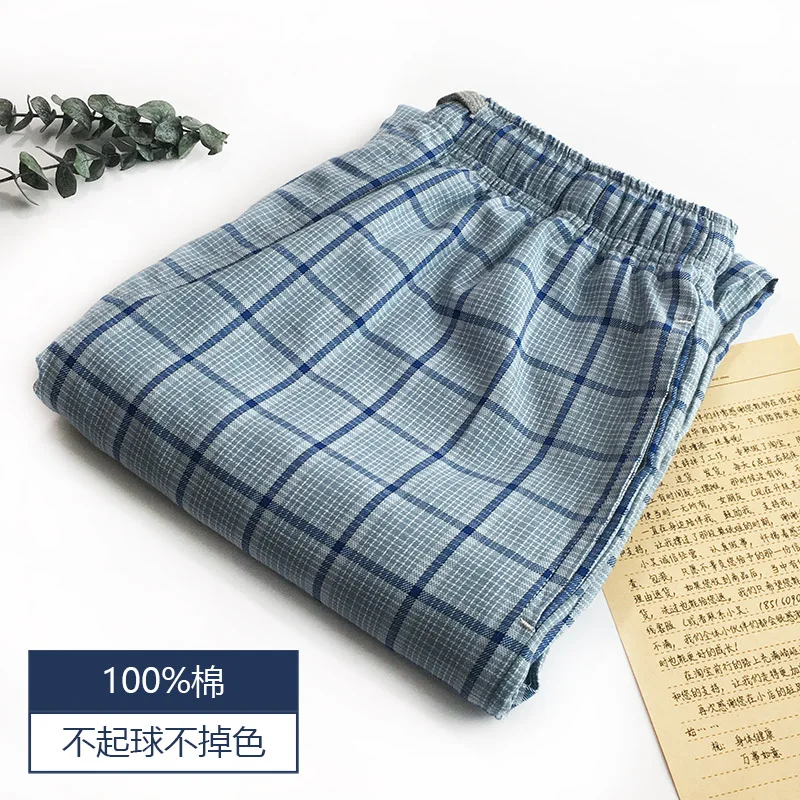 Летние 100% хлопковые мужские Пижамные брюки для сна простые пижамные штаны мужчин