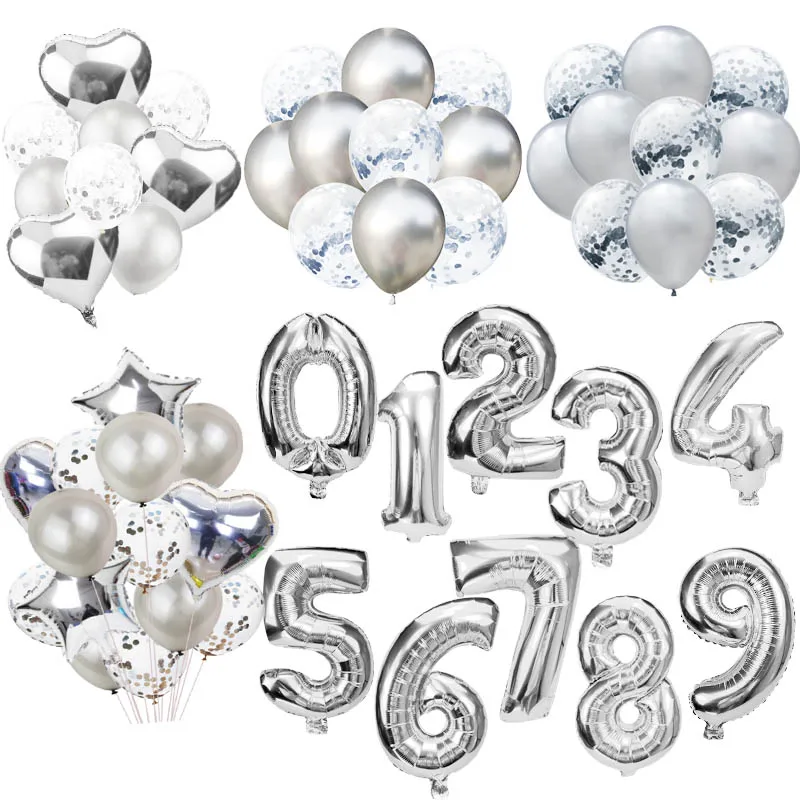 Silver Big Foil Number Balloon Letter Happy Birthday Baby Shower Baptism Party Confetti Latex Baloon for Wedding Decoration S6MZ
Silver Big Foil Number Balloon Letter Happy Birthday Baby Shower Baptism Party Confetti Latex Baloon for Wedding Decoration S6MZ
