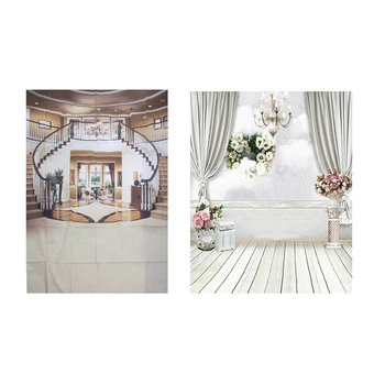 2Pcs 5X7FT Staircase/White Curtain Backdrop Studio Flower Photo Photography Floor Background 
2Pcs 5X7FT Staircase/White Curtain Backdrop Studio Flower Photo Photography Floor Background