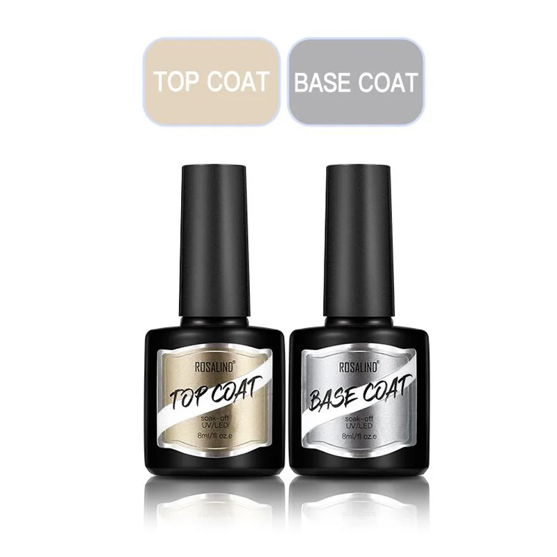 ROSALIND 8ml Top Base Coat Kit Gel Polish 2PCS/Set Manicure Set Soak Off For LED/UV Lamp Nail Art Design | Красота и здоровье