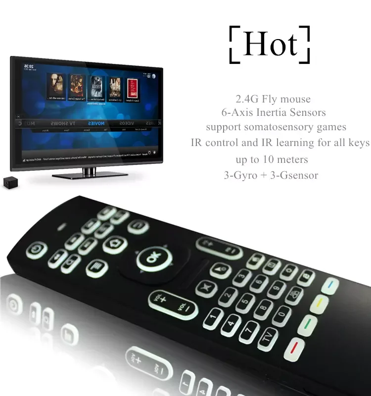T6 2.4G Fly mouse mini wireless airmouse keyboard with touchpad 3-Gyro 3-Gsensor IR Learning Remote Control
T6 2.4G Fly mouse mini wireless airmouse keyboard with touchpad 3-Gyro 3-Gsensor IR Learning Remote Control