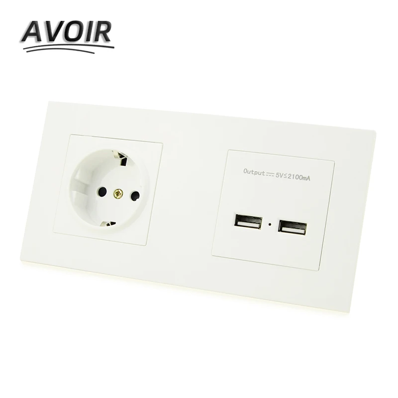 Avoir Dual USB Charging Port EU Standard Plug Double Socket Power Wall Socket Plastic Panel Electrical Outlet
Avoir Dual USB Charging Port EU Standard Plug Double Socket Power Wall Socket Plastic Panel Electrical Outlet