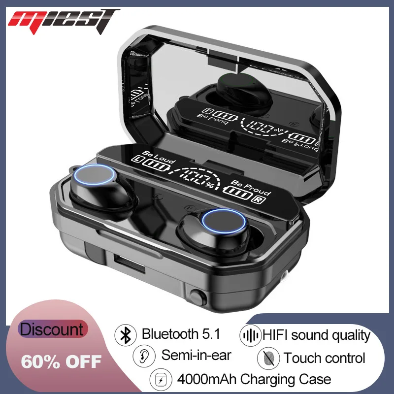 Miest Bluetooth 5.1 Earphone Touch Control Wireless Headphons HiFi IPX7 Waterproof Earbuds Headset with LED Display Charging Box
Miest Bluetooth 5.1 Earphone Touch Control Wireless Headphons HiFi IPX7 Waterproof Earbuds Headset with LED Display Charging Box