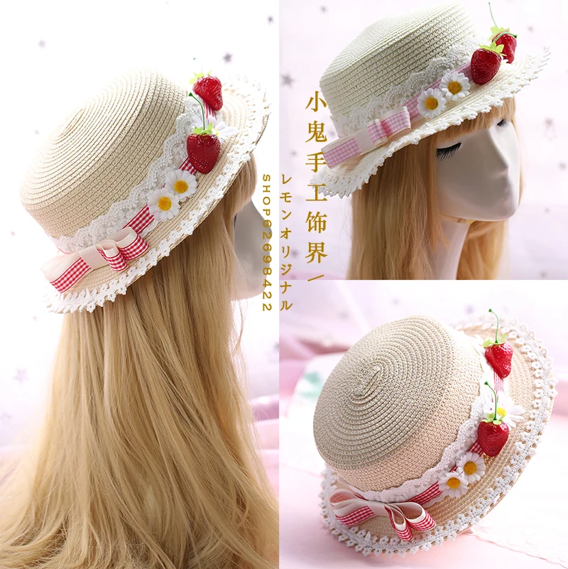 Lolita hand-made soft sister Sen Department of Pastoral bow dress everyday strawberry sun hat
Lolita hand-made soft sister Sen Department of Pastoral bow dress everyday strawberry sun hat