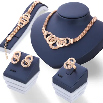 Foreign Trade in Europe and America Jewelry Ornament-Ring Set Necklace Ear Stud Bracelet Ring Four-Piece Set Factory Outlet
Foreign Trade in Europe and America Jewelry Ornament-Ring Set Necklace Ear Stud Bracelet Ring Four-Piece Set Factory Outlet