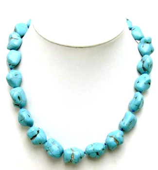 

Qingmos Natural 15-20mm BAROQUE Light BLUE TURQUOISE NECKLACE for Women Genuine Stone Necklaces Natural 18" Chokers Jewelry 6012