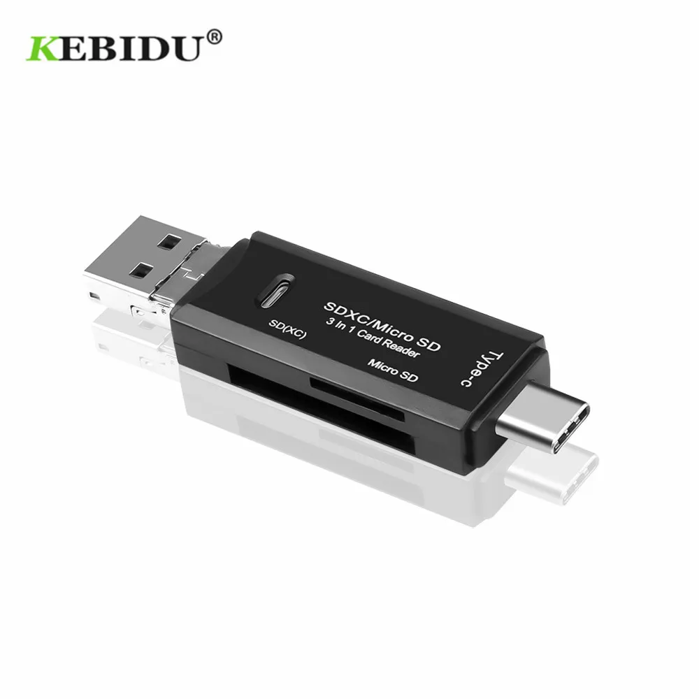 

KEBIDU USB 3.0 Type C OTG Cardreader to SD Micro SD TF Adapter High Speed for laptop Accessories Smart Memory SD Card Reader