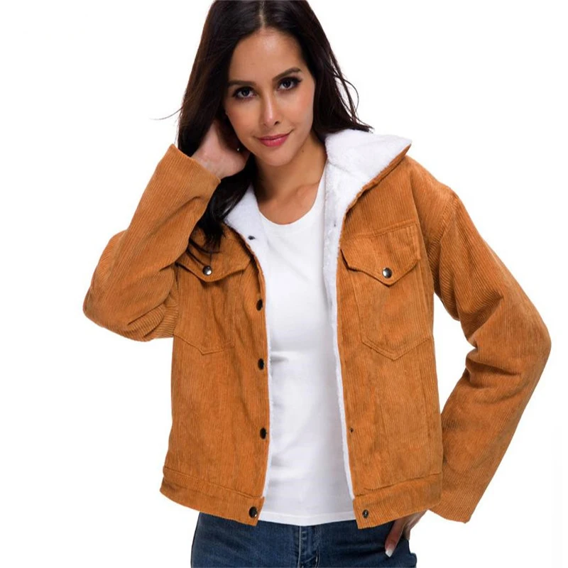 Women Jacket Winter Spring Thick Corduroy Jacket Single Breasted Turn-down Collar Coat Casual Short Basic Jacket Female Parka
Women Jacket Winter Spring Thick Corduroy Jacket Single Breasted Turn-down Collar Coat Casual Short Basic Jacket Female Parka
