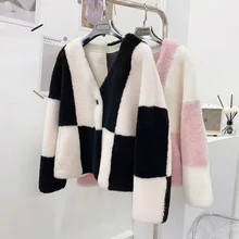 Winter New Designer Women's High Quality V-neck Plaid Wool Fur Leather Coat C128
Winter New Designer Women's High Quality V-neck Plaid Wool Fur Leather Coat C128