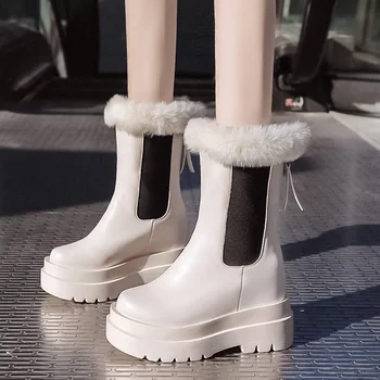 Fur Wedge Ankle Boots Women Shoes Chunky Platform Chelsea Boots Winter Hidden Heel Boots Women Black Beige Botas Mujer
Fur Wedge Ankle Boots Women Shoes Chunky Platform Chelsea Boots Winter Hidden Heel Boots Women Black Beige Botas Mujer