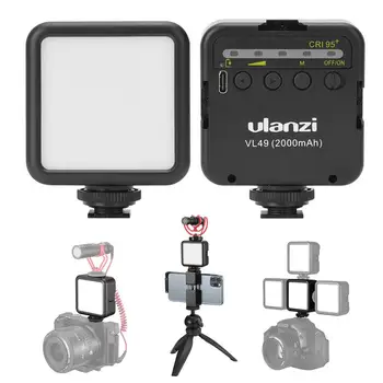 Ulanzi VL49 6W Mini LED Video Light 2000mAh Built-in Battery 5500K Photographic Lighting Triple Cold Shoe 1/4 Screw for Vlogging
Ulanzi VL49 6W Mini LED Video Light 2000mAh Built-in Battery 5500K Photographic Lighting Triple Cold Shoe 1/4 Screw for Vlogging