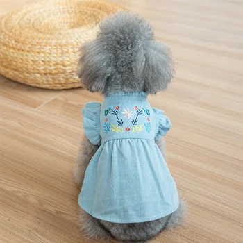 FULUE dog dresses jean puff pet dress embroidery cat clothes for Small Medium animals 5 sizes Spring/Autumn pet denim clothing
FULUE dog dresses jean puff pet dress embroidery cat clothes for Small Medium animals 5 sizes Spring/Autumn pet denim clothing