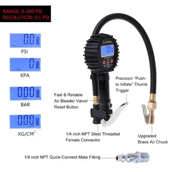 New Digital Tire Inflator Pressure Gauge 200PSI LCD Display Air Compressor Pump Quick Connect Coupler For Car Truck Motorcycle
New Digital Tire Inflator Pressure Gauge 200PSI LCD Display Air Compressor Pump Quick Connect Coupler For Car Truck Motorcycle