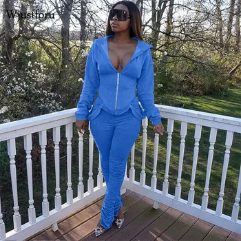 Wjustforu Streetwear Two Piece Set Women Sexy V-neck Zipper Hoodie Tops CascadingRuffle High Waisted Split stacked pants outfits
Wjustforu Streetwear Two Piece Set Women Sexy V-neck Zipper Hoodie Tops CascadingRuffle High Waisted Split stacked pants outfits