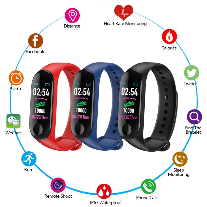 M3 Plus Smart Bluetooth Bracelet Sports Smart Band Heart Rate Blood Pressure Monitor Fitness Tracker Smart Wristband
M3 Plus Smart Bluetooth Bracelet Sports Smart Band Heart Rate Blood Pressure Monitor Fitness Tracker Smart Wristband