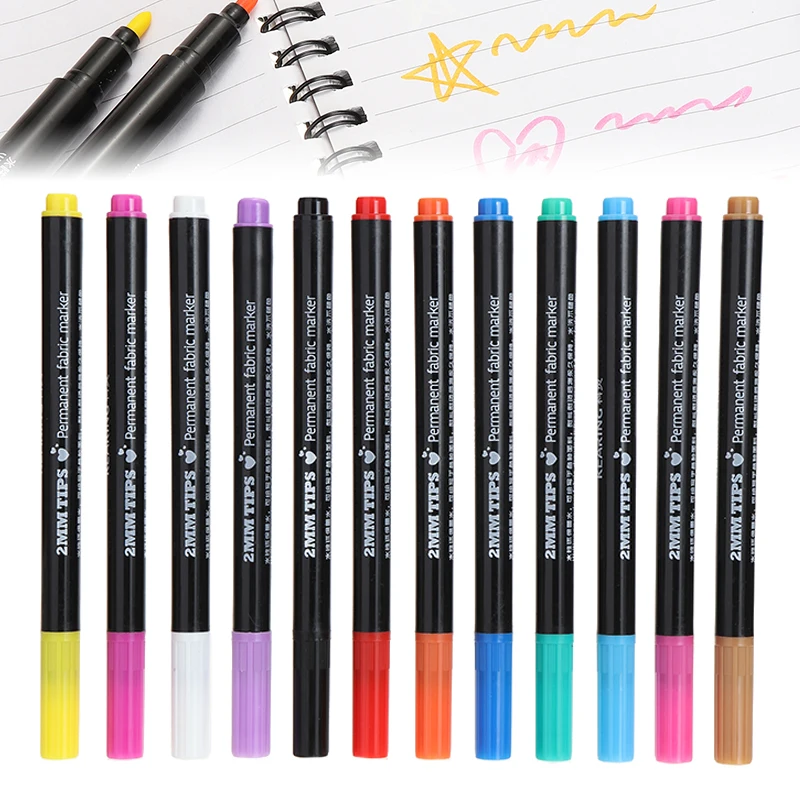 12Pcs Multicolor Markers Pens Paint Pen Permanent Fabric Textile Marker Pens Used In DIY Design Clothes T-Shirts Craft Supplies
12Pcs Multicolor Markers Pens Paint Pen Permanent Fabric Textile Marker Pens Used In DIY Design Clothes T-Shirts Craft Supplies