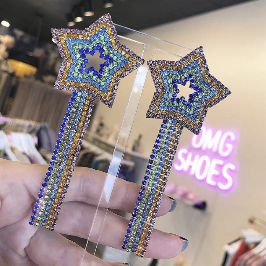 Оптовая продажа JUJIA преувеличенные модные красочные серьги со звездой для женщин
