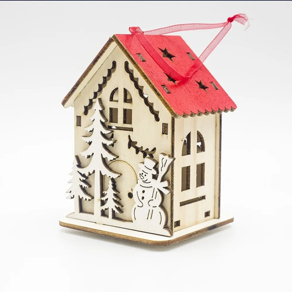 merry christmas gift decorations led light wood house diy xm