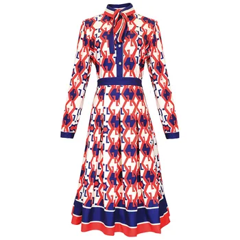 2020 Spring New Model Vintage Striped Prints Lace-up Bow Slim Fit and Flare Long-Sleeved Casual Women Dress
2020 Spring New Model Vintage Striped Prints Lace-up Bow Slim Fit and Flare Long-Sleeved Casual Women Dress