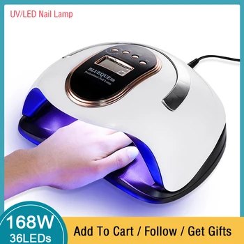 New 168W UV Nail Lamp 36Pcs LED Lamp Nail Dryer For Drying Gel Nail Polish Sun Ice Lamp With LCD Display Manicure Tools &V8
New 168W UV Nail Lamp 36Pcs LED Lamp Nail Dryer For Drying Gel Nail Polish Sun Ice Lamp With LCD Display Manicure Tools &V8